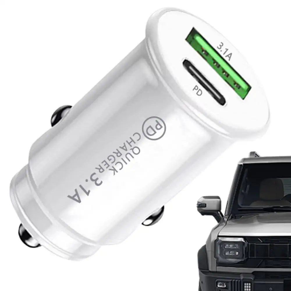 Car Charging Port Adapter AC Double-Port Car Phone Charger 3.1A Small USB Automobile Fast Charging Plug For Outdoor Driving