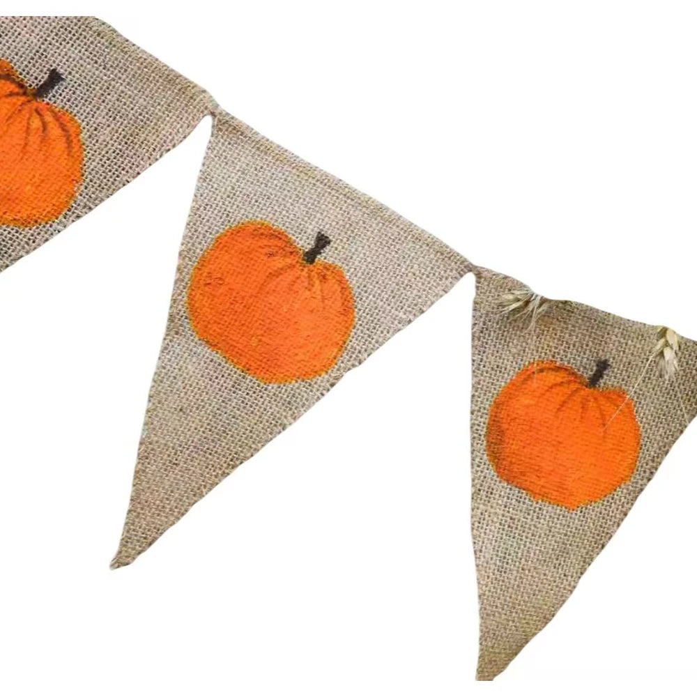 Thanksgiving Banner Fall Rustic Burlap Banner Halloween Party Home Decoration Pumpkin Bunting Backdrop Autumn Decor Supplies