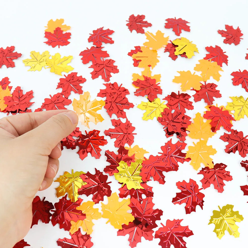 15g Thanksgiving Decor Mix Color Glitter Maple Leaves Confetti Autumn Home Table Scatter Confetti Wedding Halloween Party Supply