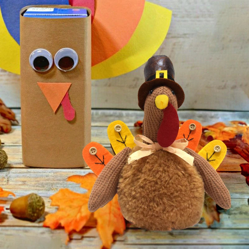 Thanksgiving Handmade Turkey Tucao Muppets Decoration Turkey Ornament Figurine Harvest Festival Autumn Decoration