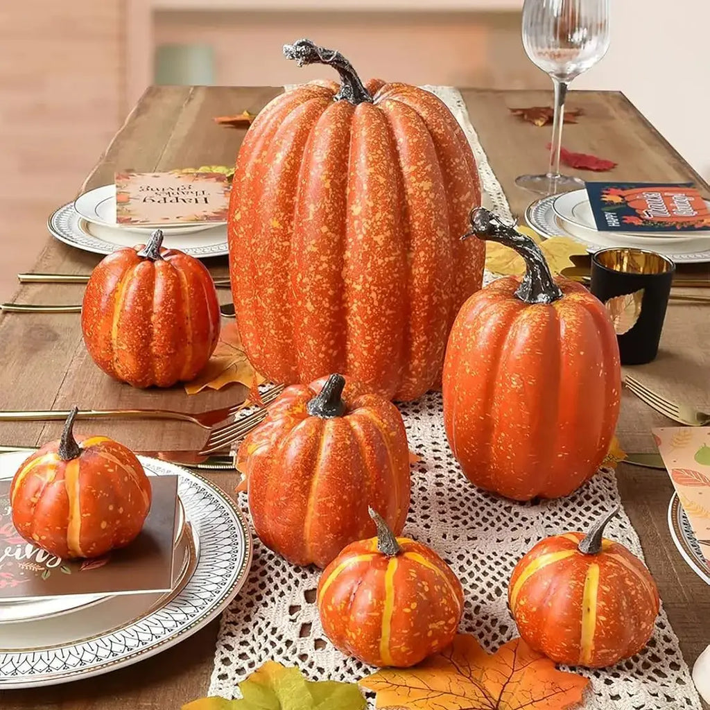 7PCS Thanksgiving Artificial Pumpkin Home Decoration Sets, Artificial Vegetables Pumpkin for Fall Halloween Home Decor