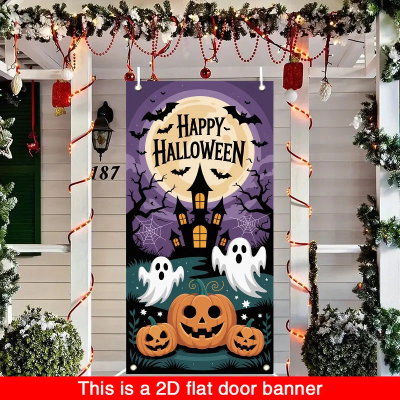 Halloween flags - Haunted House, Pumpkin and Ghosts, Halloween Candy Asking, Autumn Festival, Wedding, Birthday