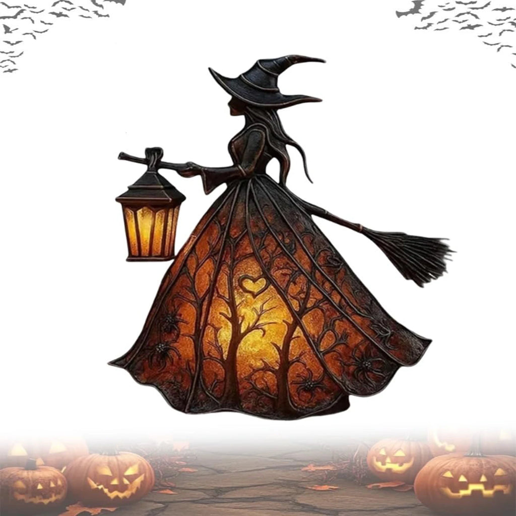 Halloween Witch Lamp  Stained Gothic Witch Hat Led Lamp  Spooky Decorative Unique Halloween Party Lighting Decorations Indoor