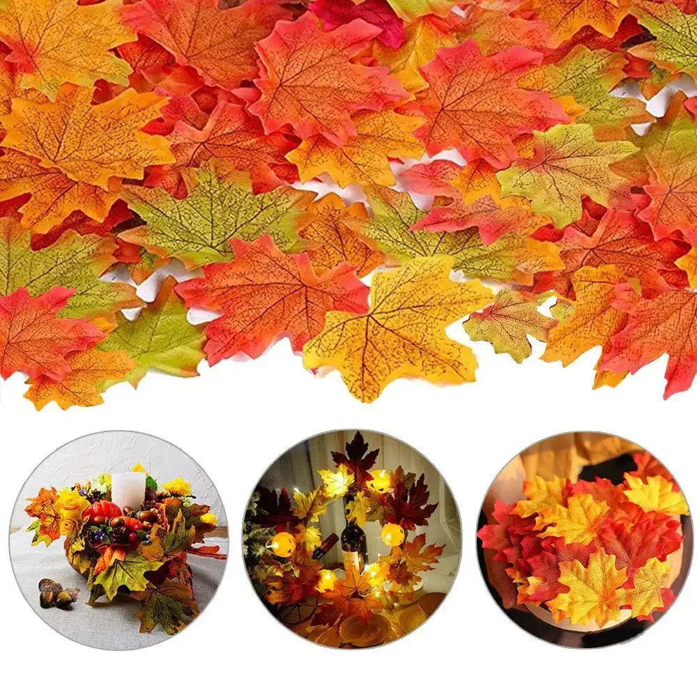 Fall Artificial Maple Leaves for Thanksgiving Weddings Decorations Festival Events 100 200pcs