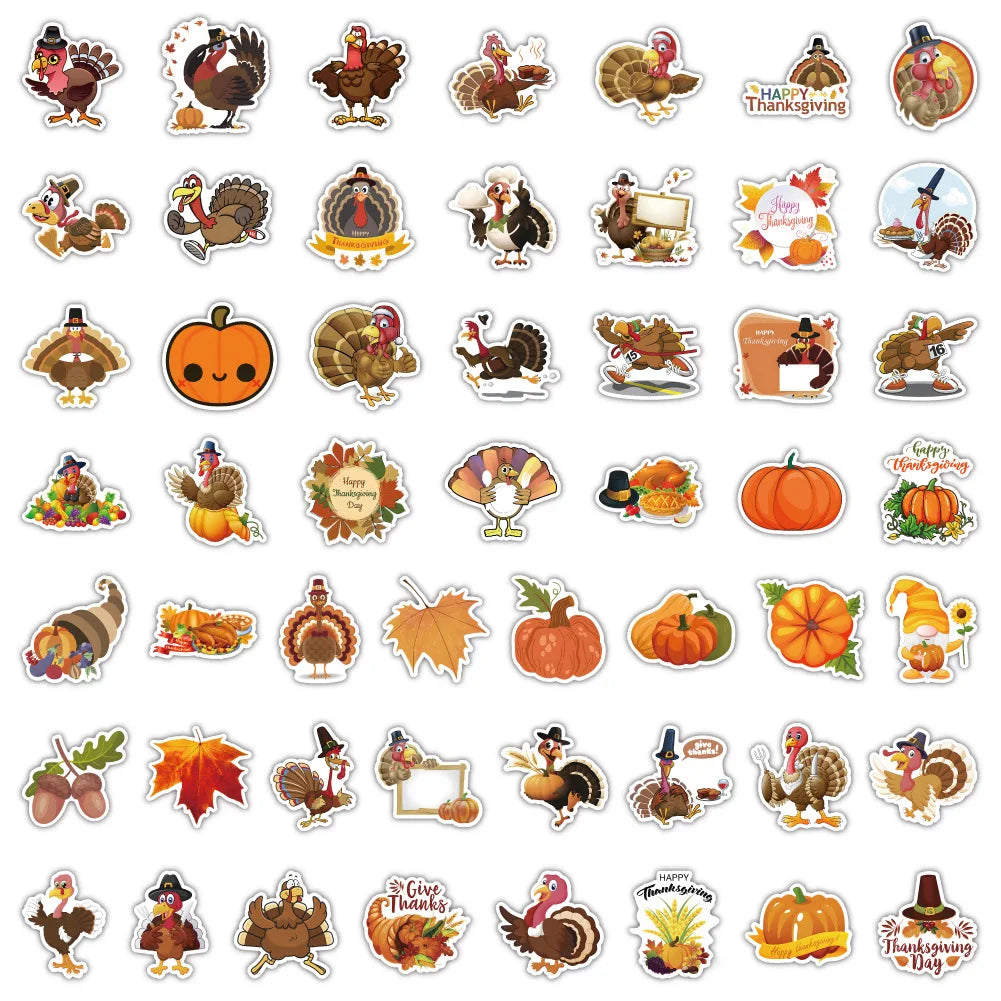 10/50/100PCS Thanksgiving Funny Turkey Creative Decorative Stickers Personalized DIY Refrigerator Scrapbook Diary Decals Toy