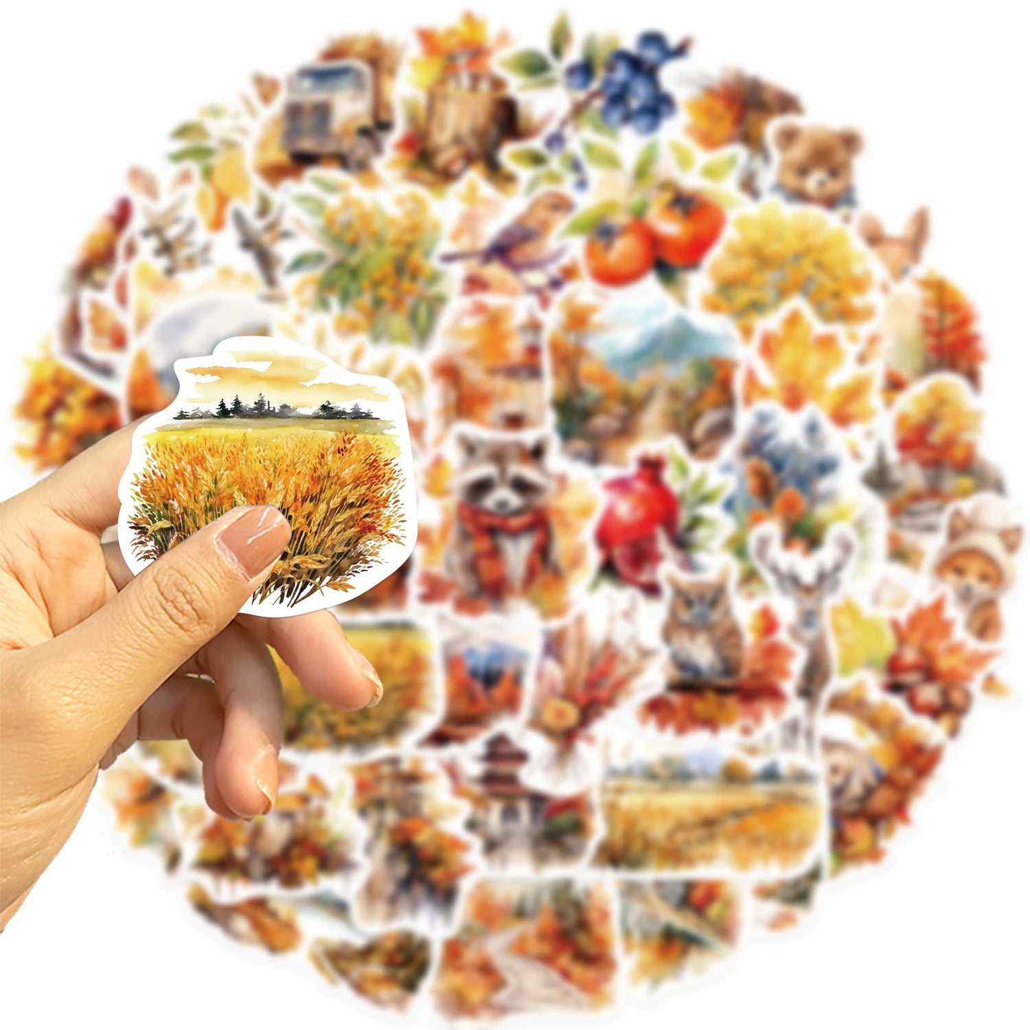 50pcs Thanksgiving Stickers Fall Stickers for Holiday Decoration, DIY Crafts, Art Journal, Laptop Gift Decoration