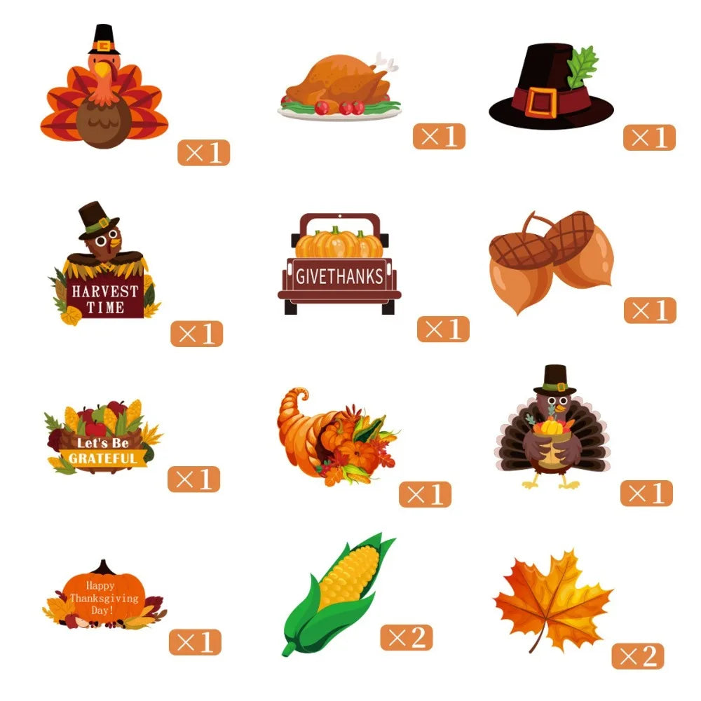 Cartoon Thanksgiving Spirals Hanging Flag Corn Turkey Pumpkin Paper Turkey Spiral Ornaments Celebration