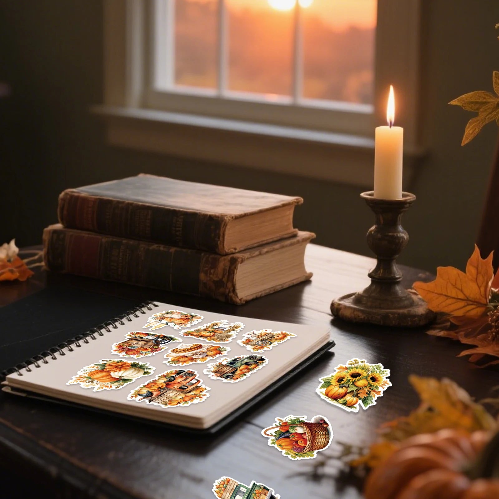 50PCS Thanksgiving Sticker Party Supplies Pumpkin Turkey Design Thanks Fall Harvest Sealing Labels Diary Laptop Phone Decoration