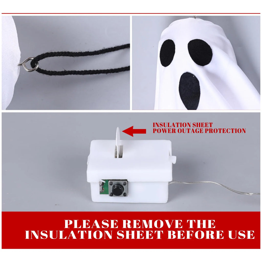 Halloween Ghost Hanging Decorations Halloween Hanging Light Up White Flying Ghosts Tree Window Wall Scary Ornament 50X40cm