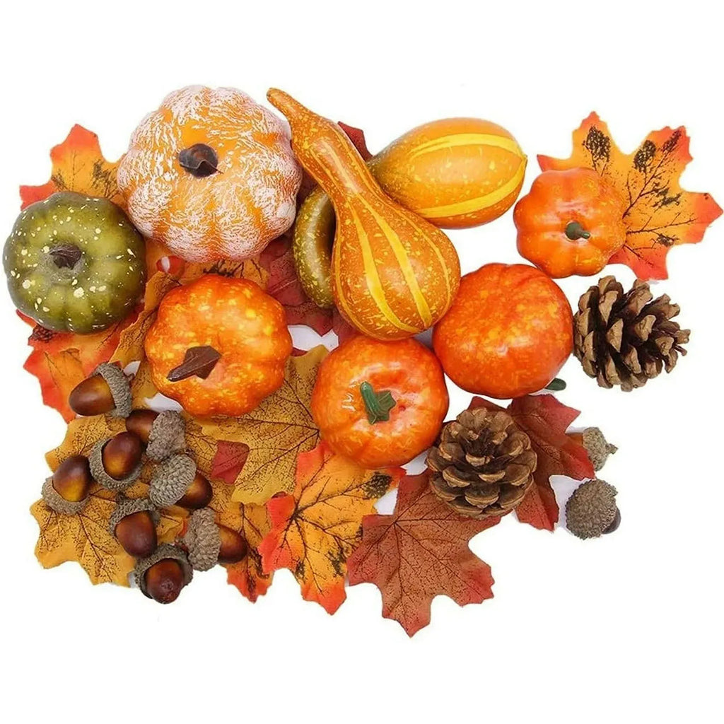 50/166pcs/Set Artificial Is Fake Thanksgiving Decorations With Gourds Home Thanksgiving Simulated Fake Pumpkin Decoration Set