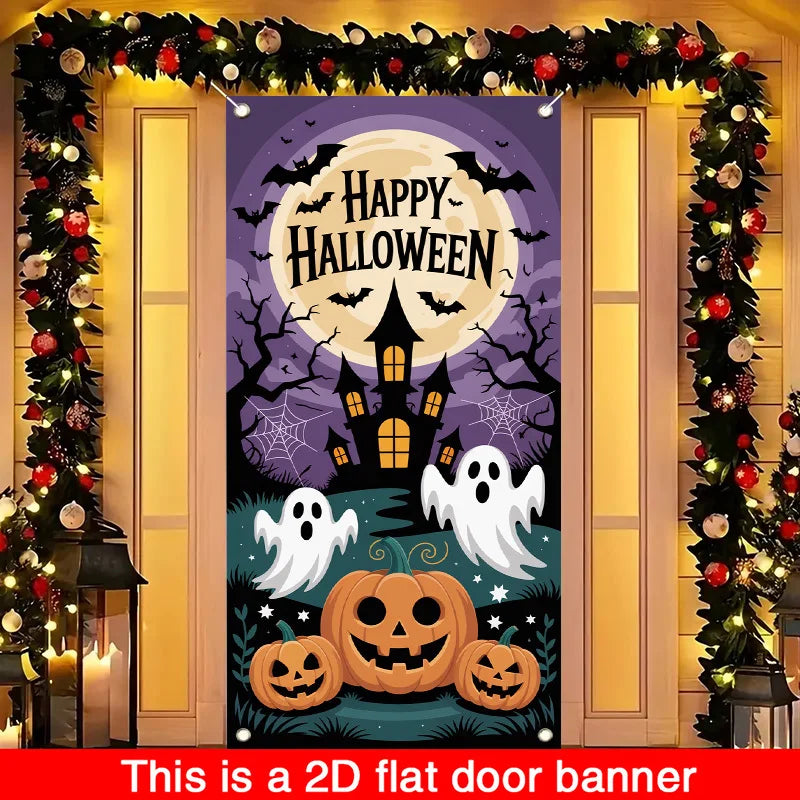 Halloween flags - Haunted House, Pumpkin and Ghosts, Halloween Candy Asking, Autumn Festival, Wedding, Birthday