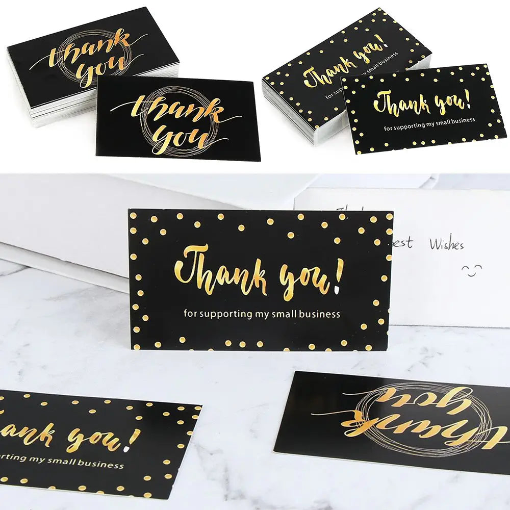 50PCS Thank You Cards For Supporting My Small Business Thanks Greeting Cards Candy Bags Paper Seal Label Party Favor Gift
