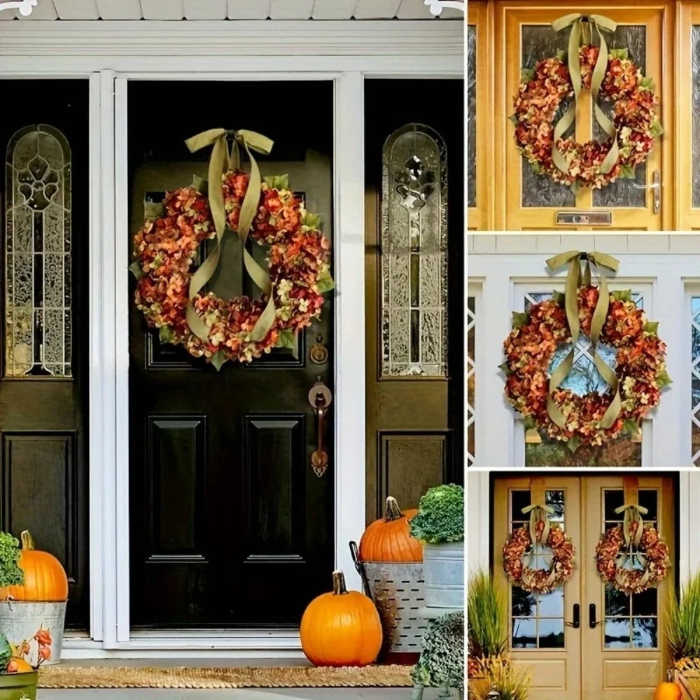 Thanksgiving Wreath Artificial Flower Decoration Idyllic Wall Hanging Fall Decorations Front Door Indoor Outdoor Harvest Autumn