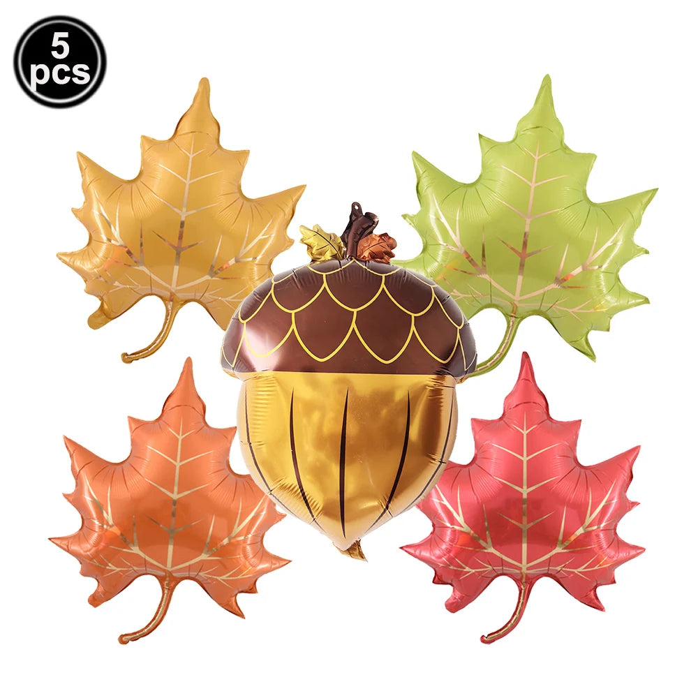 Thanksgiving  Fall Harvest Party Maple Leaf Pumpkin Squirrel Acorn Foil Balloon Kids Thanksgiving Party Decor Supplies Gifts