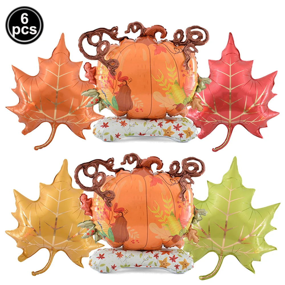 Thanksgiving  Fall Harvest Party Maple Leaf Pumpkin Squirrel Acorn Foil Balloon Kids Thanksgiving Party Decor Supplies Gifts