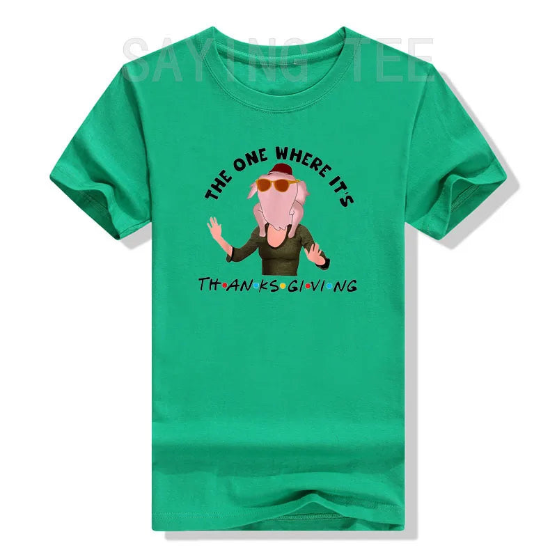 The One Where It's Thanksgiving Friends Monica Turkey Head T-Shirt Gifts Funny Thankful Day Graphic Tee Y2K Tops Grunge Clothes