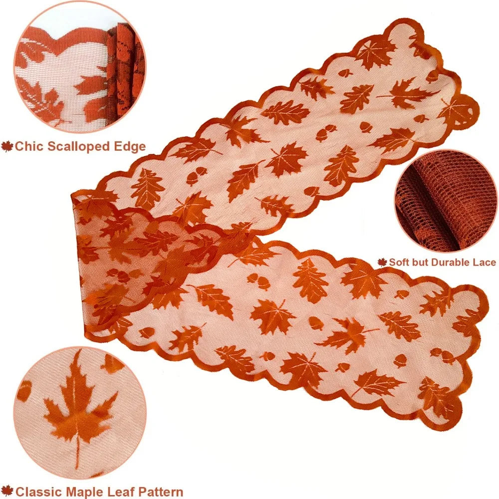 Thanksgiving Brown Leaf Table Runner for A Fall Dinner Party Autumn Harvest Decor Table Accessories Mantel Individual Mesa