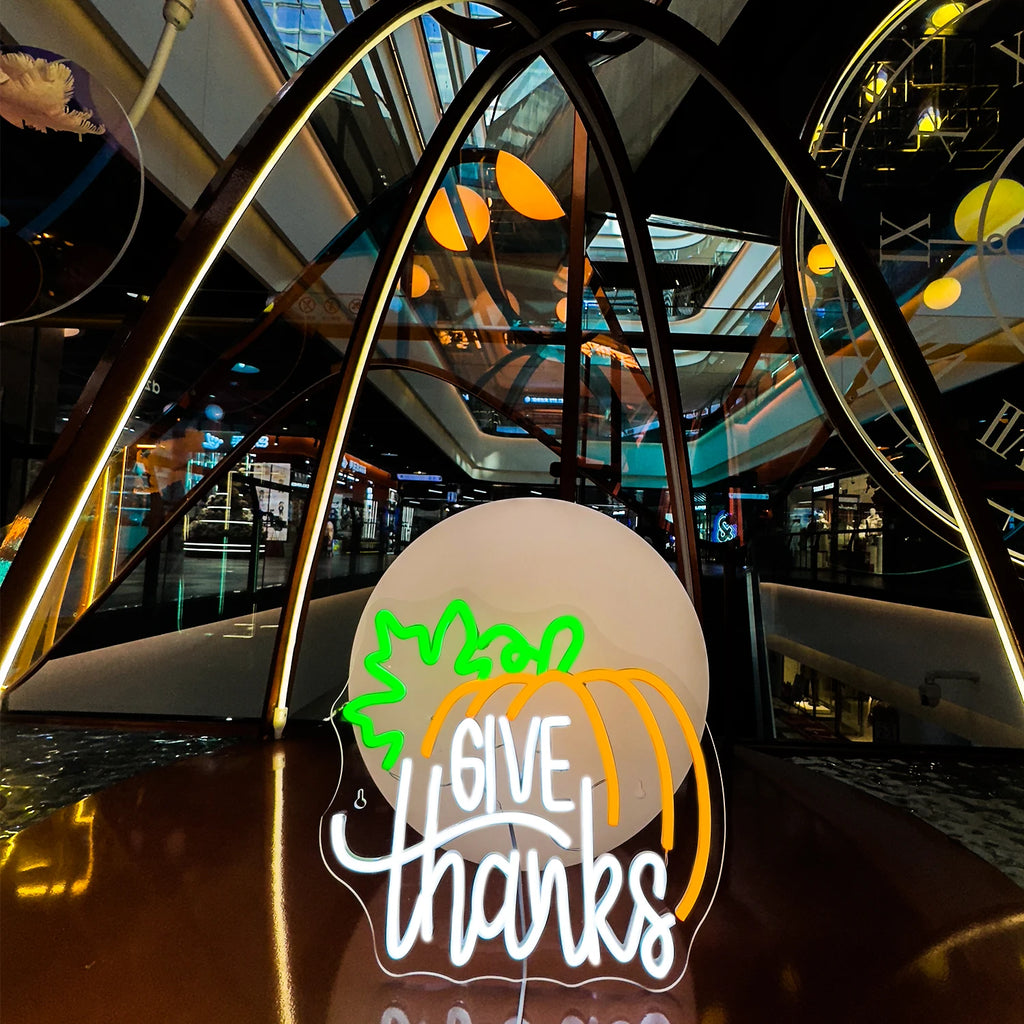 Thanksgiving Neon Light Christmas Neon Decoration for Home Lighting and Ceiling Fan Room Party Decoration Thankful neon sign