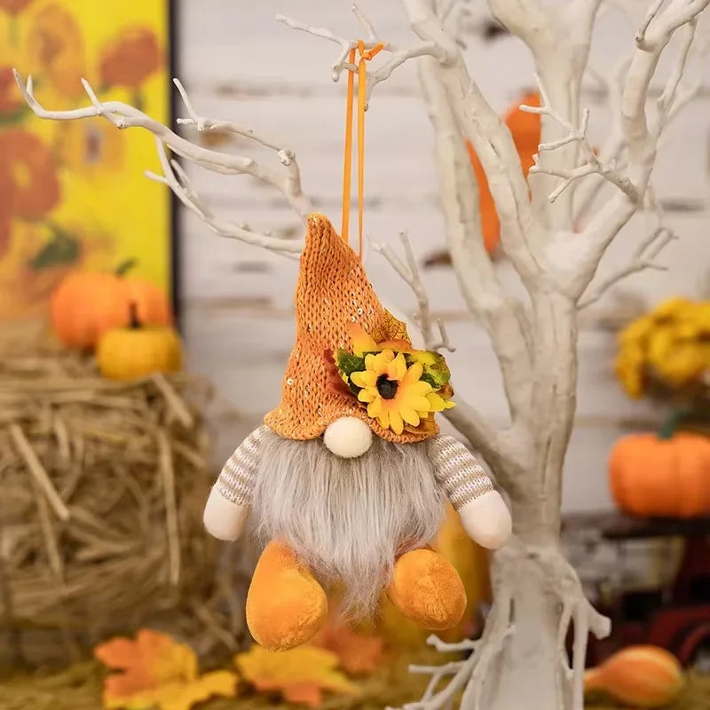 Thanksgiving Doll Harvest Maple Leaf Straw Hat Rudolf Dwarf Doll Pendants Thanksgiving Day Gifts for Child Thanksgiving Decorati