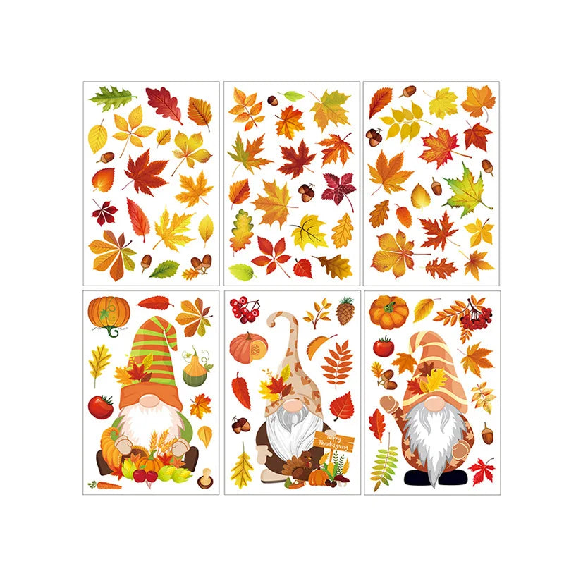 2026 Thanksgiving Autumn Fallen Leaves Simulation Window Wall Stickers Leaves Creative Electrostatic Home Decoration