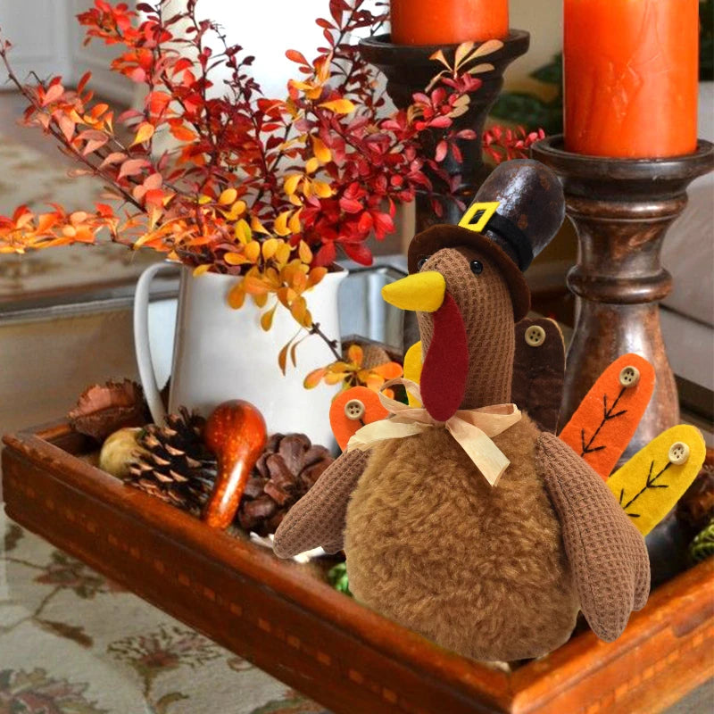 Thanksgiving Handmade Turkey Tucao Muppets Decoration Turkey Ornament Figurine Harvest Festival Autumn Decoration