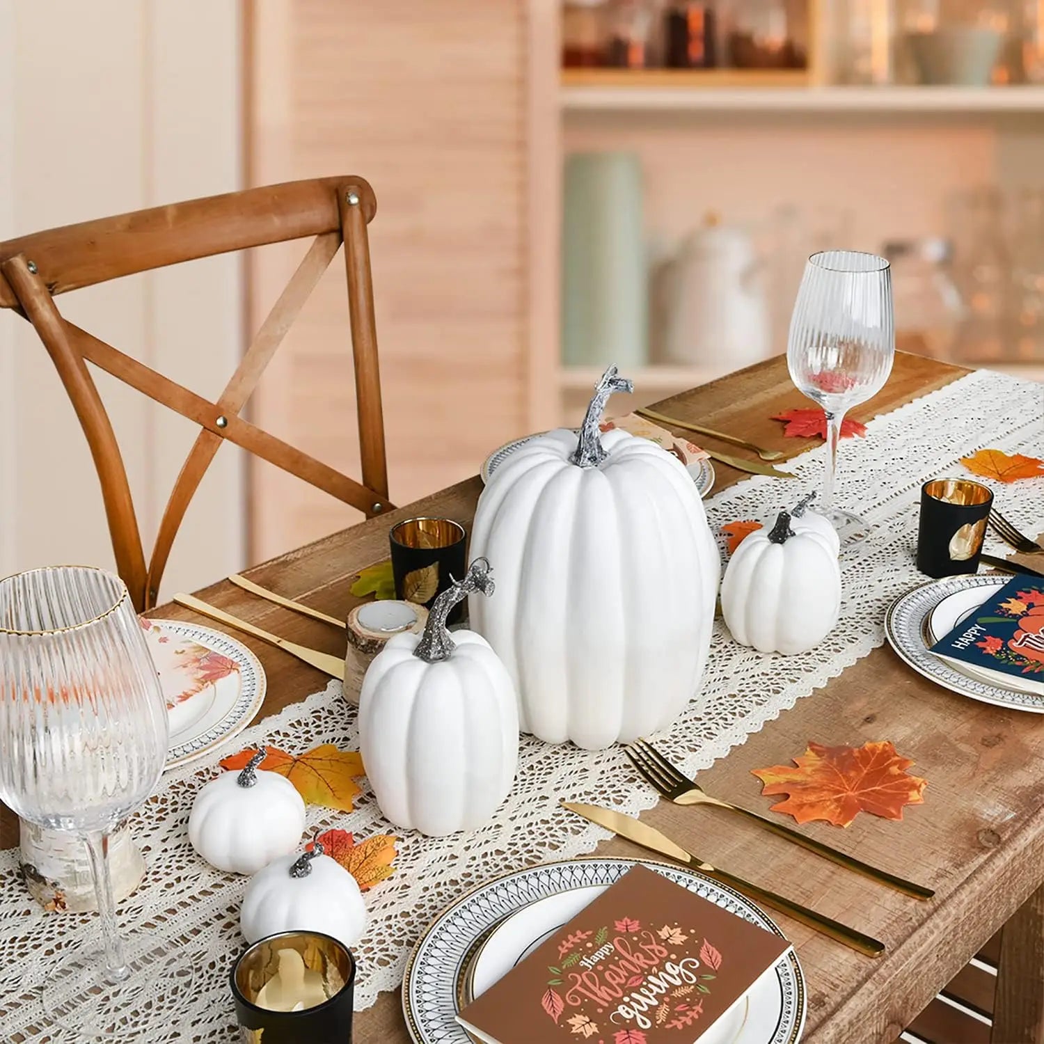 7PCS Thanksgiving Artificial Pumpkin Home Decoration Sets, Artificial Vegetables Pumpkin for Fall Halloween Home Decor