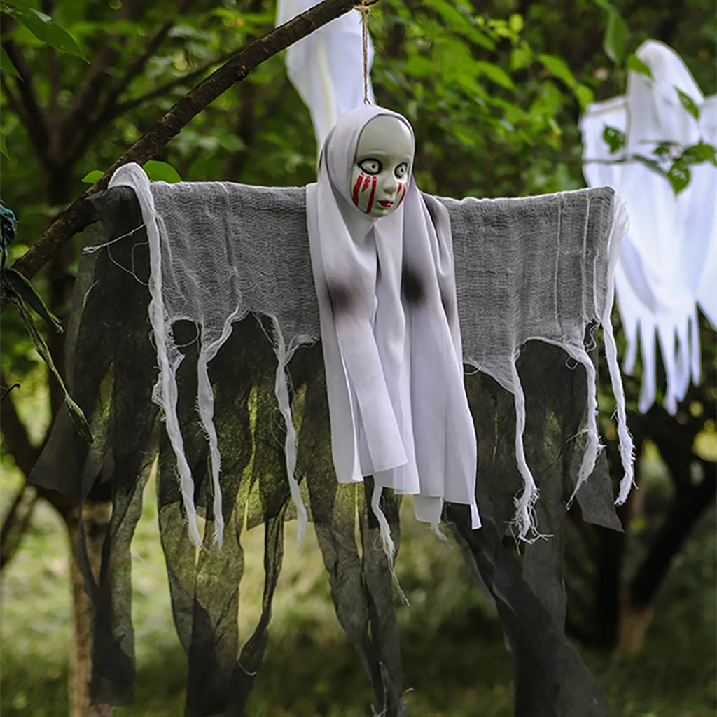 Halloween Hooded Female Skeleton Haunted House Hanging Ornament Halloween Scene Layout Decorations Festival Decorative Supplies
