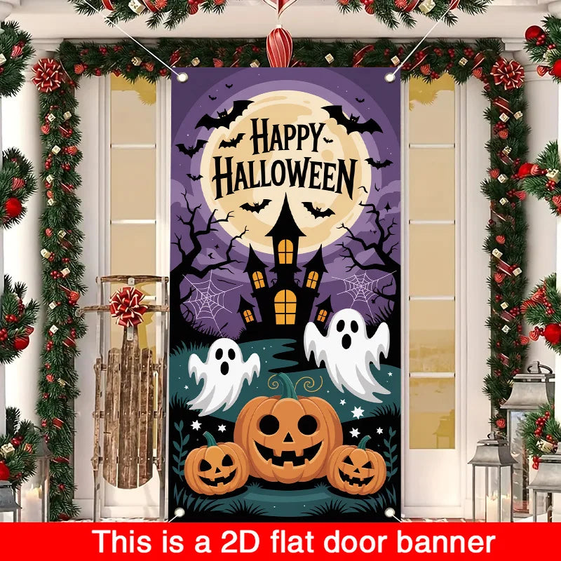 Halloween flags - Haunted House, Pumpkin and Ghosts, Halloween Candy Asking, Autumn Festival, Wedding, Birthday