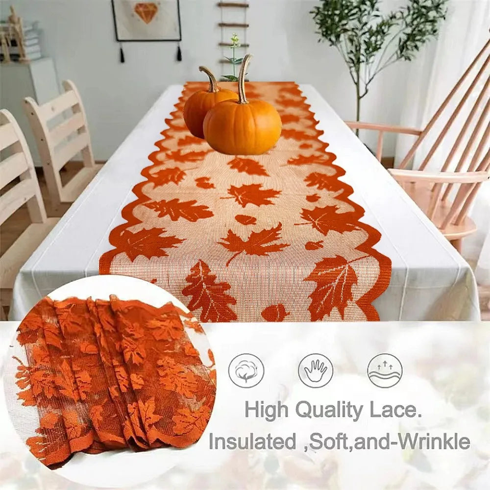 Thanksgiving Brown Leaf Table Runner for A Fall Dinner Party Autumn Harvest Decor Table Accessories Mantel Individual Mesa