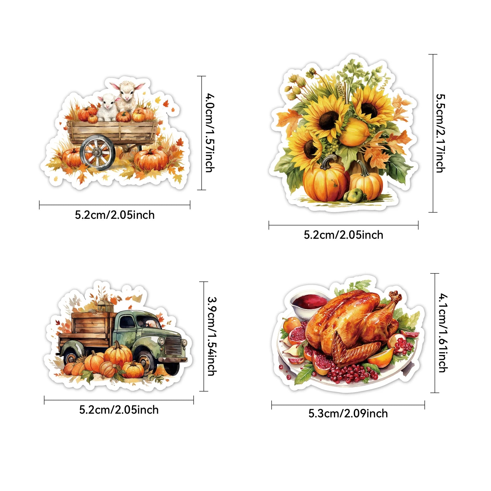 50PCS Thanksgiving Sticker Party Supplies Pumpkin Turkey Design Thanks Fall Harvest Sealing Labels Diary Laptop Phone Decoration