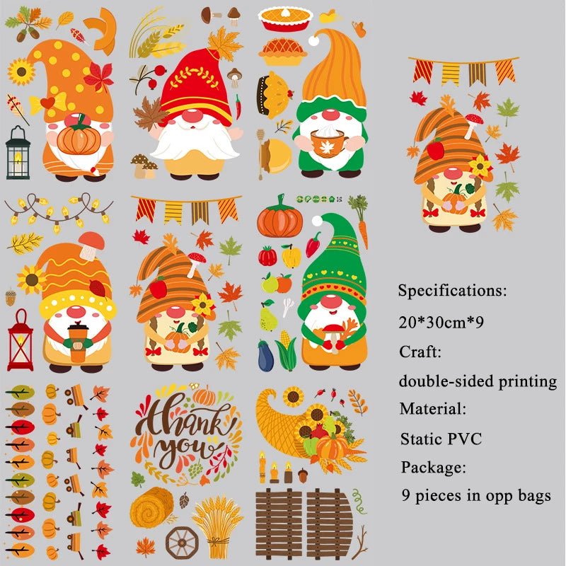 Autumn Thanksgiving Theme Creative Home Decoration Stickers Window Glass Door Window Static Electricity Stickers