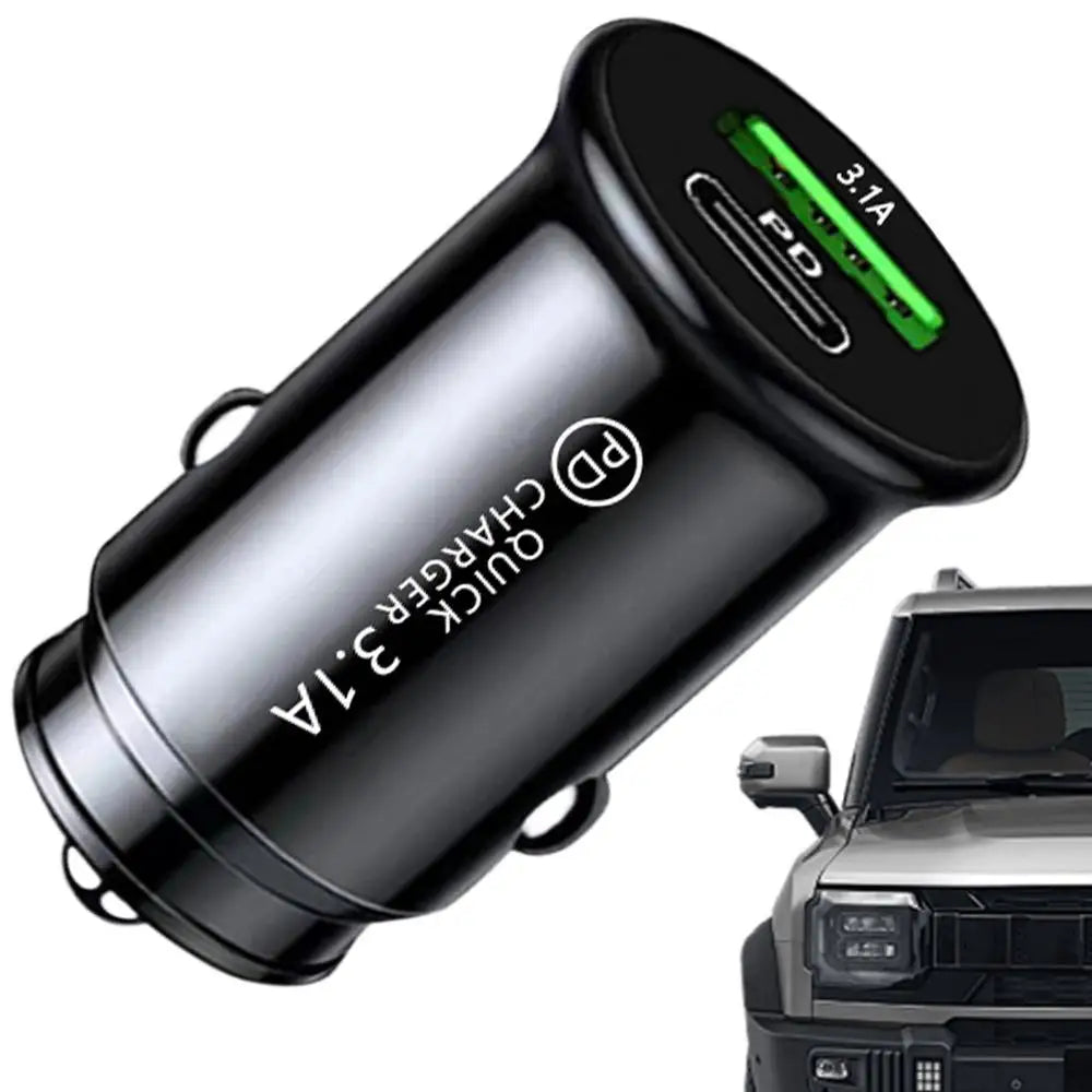 Car Charging Port Adapter AC Double-Port Car Phone Charger 3.1A Small USB Automobile Fast Charging Plug For Outdoor Driving