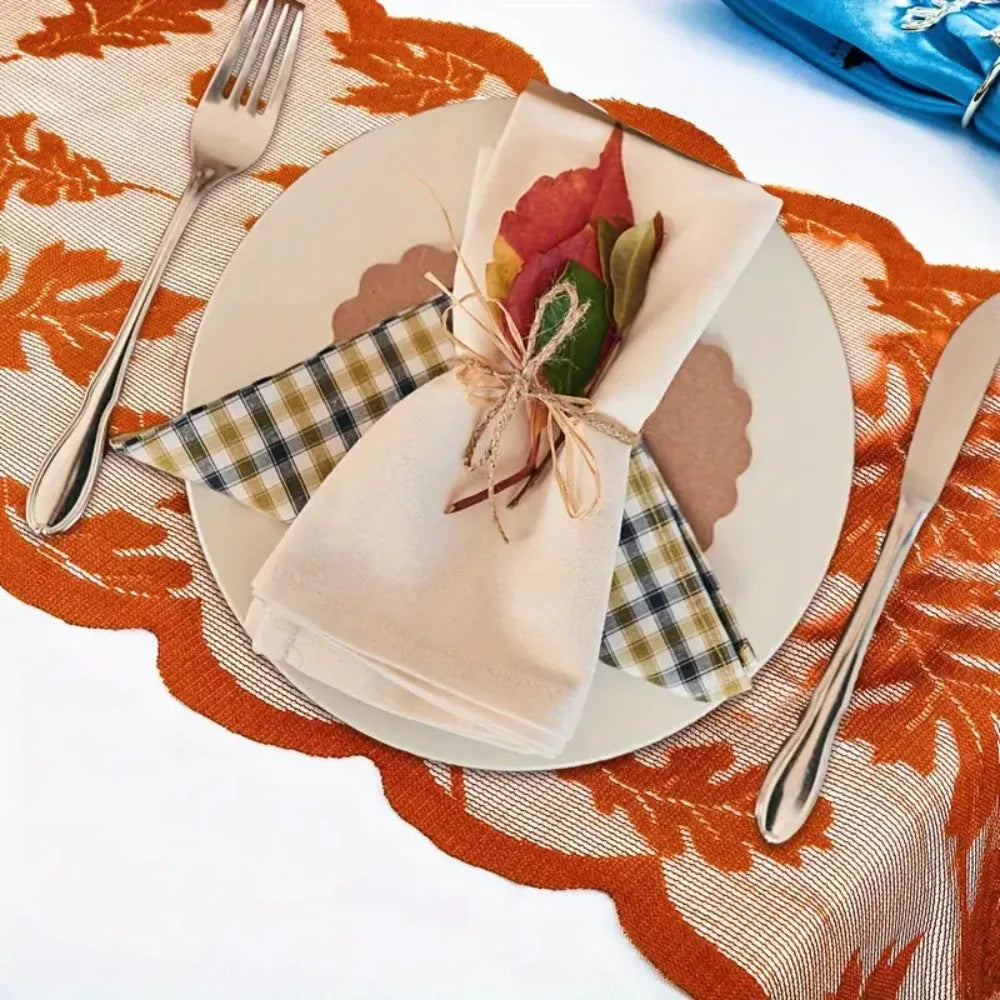 Thanksgiving Brown Leaf Table Runner for A Fall Dinner Party Autumn Harvest Decor Table Accessories Mantel Individual Mesa