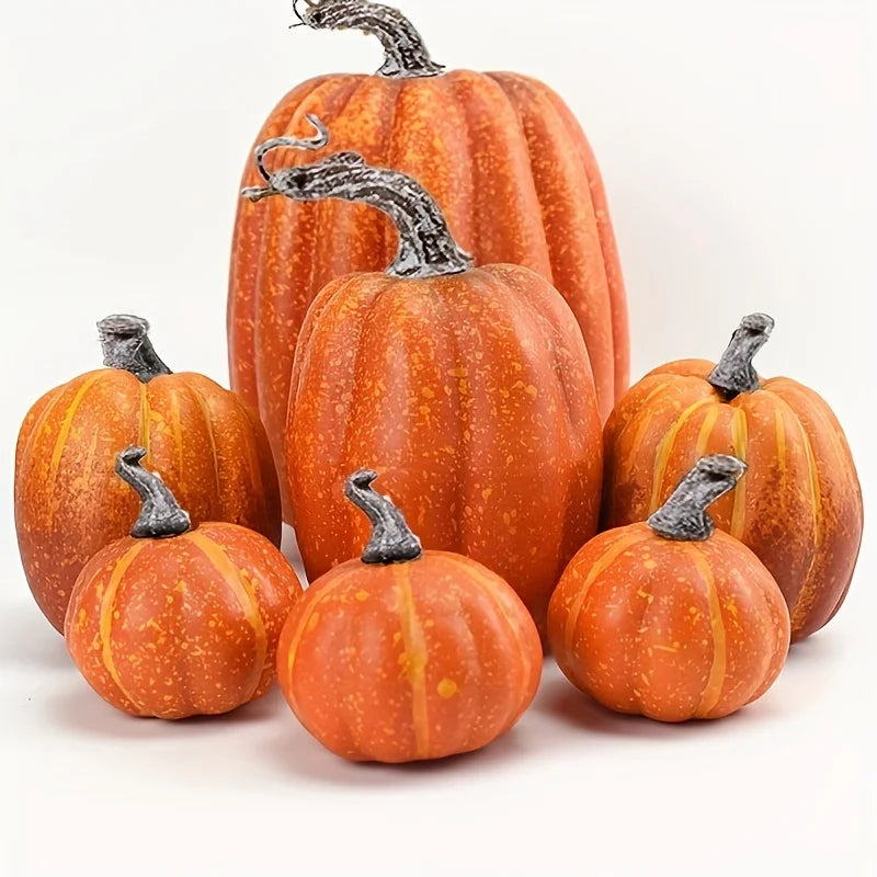 7PCS Thanksgiving Artificial Pumpkin Home Decoration Sets, Artificial Vegetables Pumpkin for Fall Halloween Home Decor