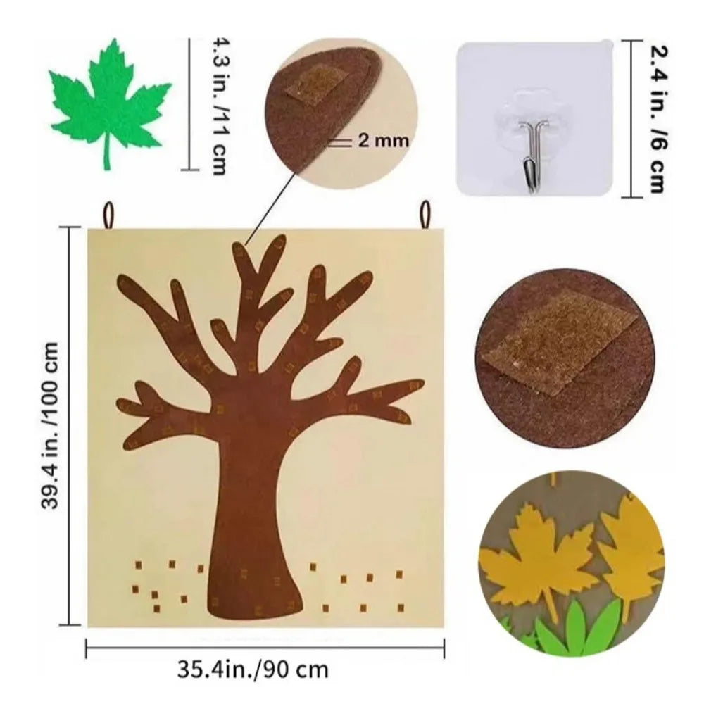 Thanksgiving Felt Fall Tree Craft Kit Thicken Hanging Montessori Busy Board Family Decor Activity Reusable Education Toy