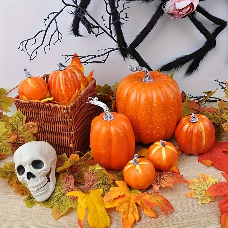 7PCS Thanksgiving Artificial Pumpkin Home Decoration Sets, Artificial Vegetables Pumpkin for Fall Halloween Home Decor