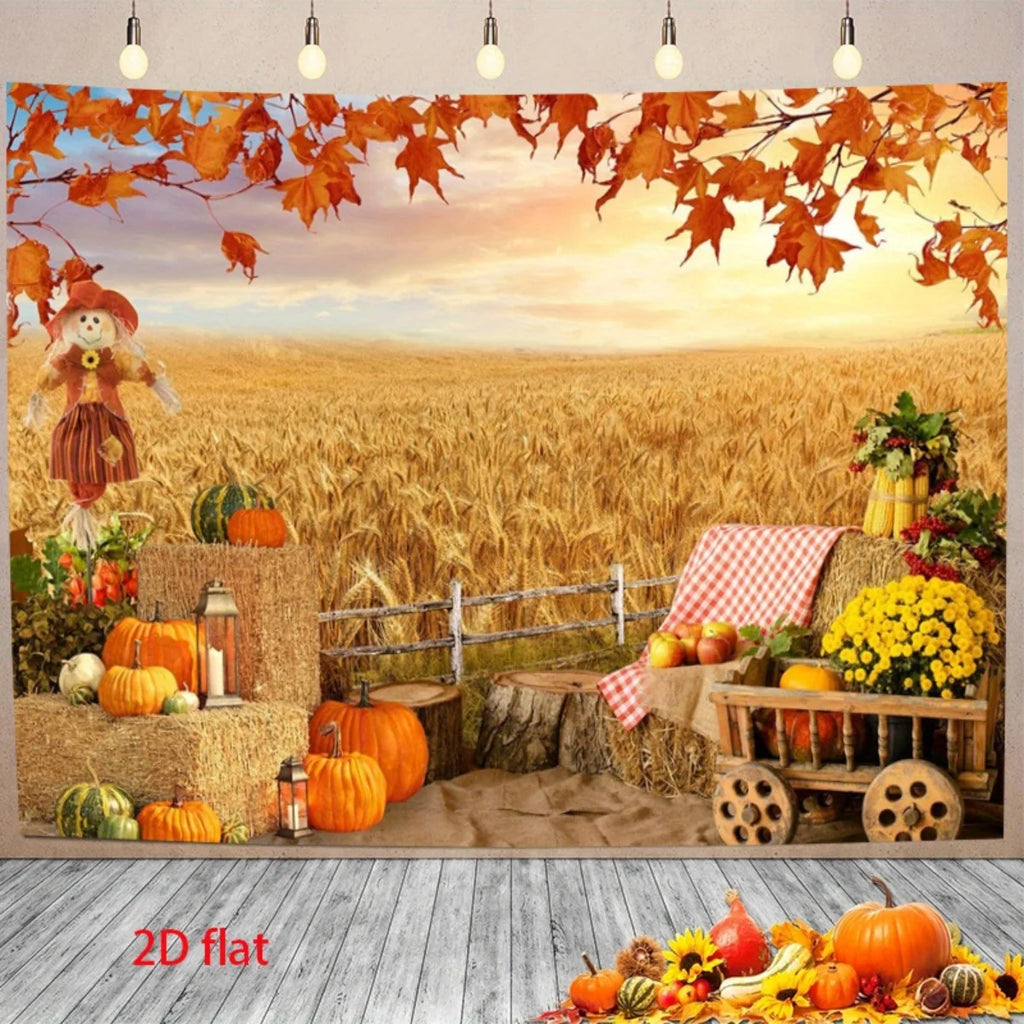 1 Autumn Harvest Thanksgiving Party Background - Vibrant Pumpkin Thanksgiving Decoration