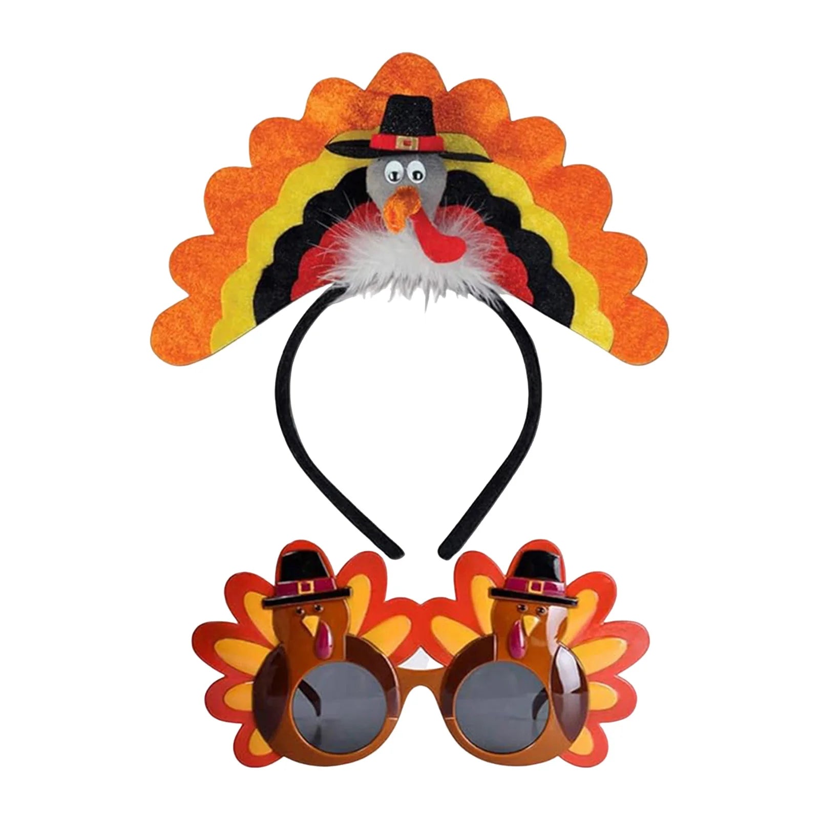 Turkey Themed Hat Turkey Hat Headband Set for Thanksgiving New Year Party Plush Costume Accessories for Girls Hen Eye Chicken