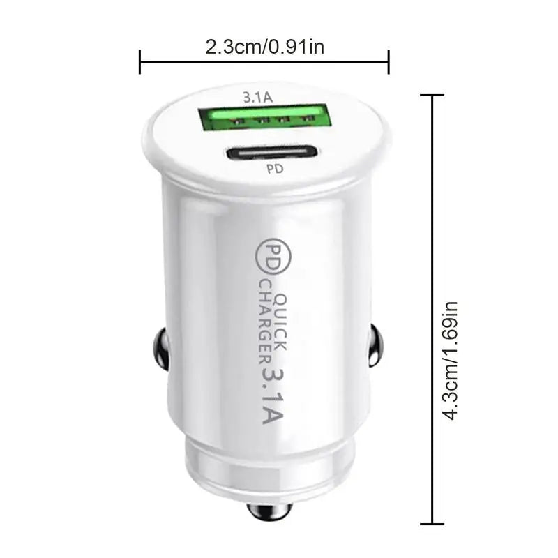 Car Charging Port Adapter AC Double-Port Car Phone Charger 3.1A Small USB Automobile Fast Charging Plug For Outdoor Driving