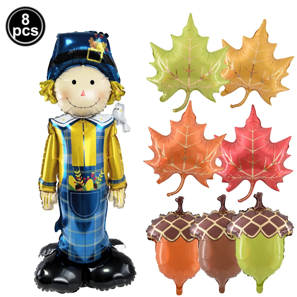 Thanksgiving  Fall Harvest Party Maple Leaf Pumpkin Squirrel Acorn Foil Balloon Kids Thanksgiving Party Decor Supplies Gifts