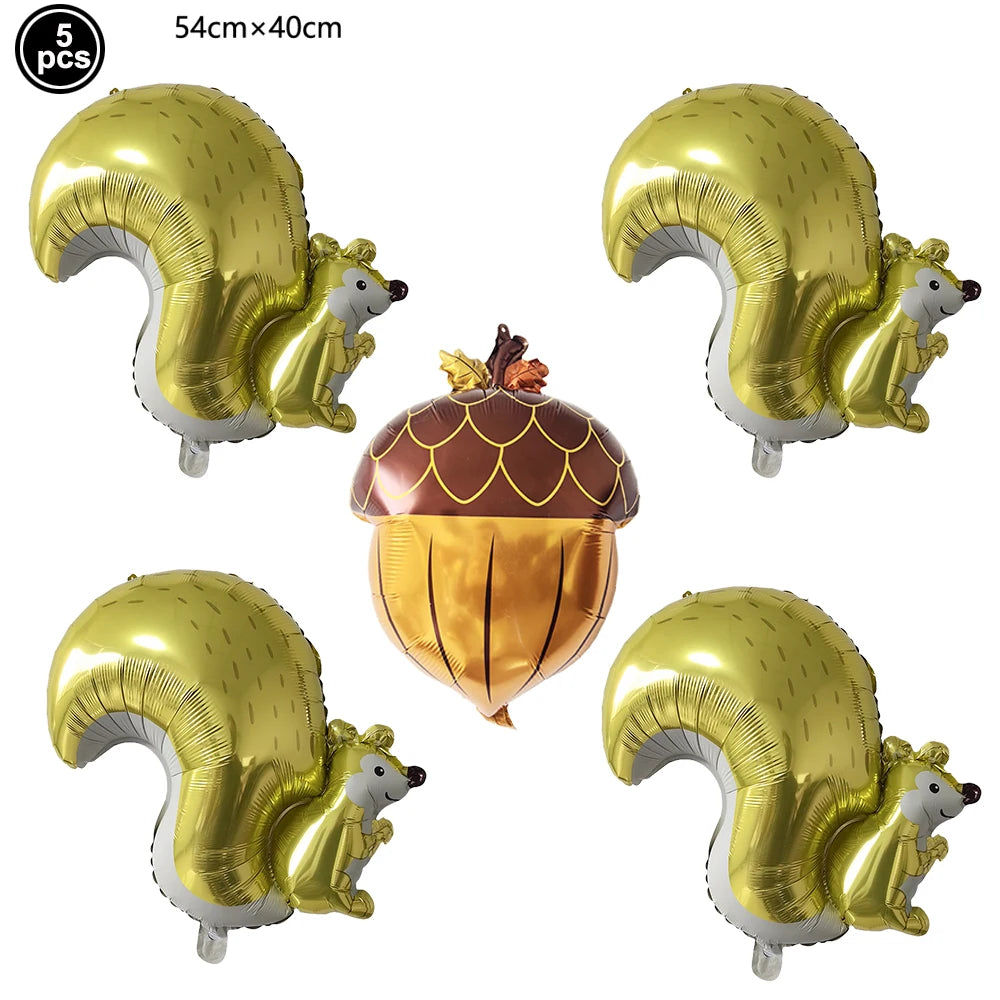 Thanksgiving  Fall Harvest Party Maple Leaf Pumpkin Squirrel Acorn Foil Balloon Kids Thanksgiving Party Decor Supplies Gifts