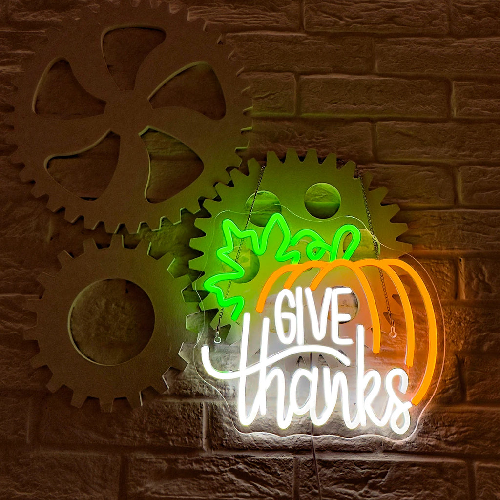 Thanksgiving Neon Light Christmas Neon Decoration for Home Lighting and Ceiling Fan Room Party Decoration Thankful neon sign