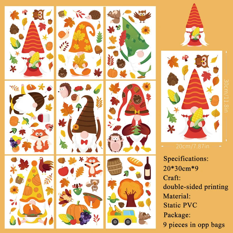 Autumn Thanksgiving Theme Creative Home Decoration Stickers Window Glass Door Window Static Electricity Stickers
