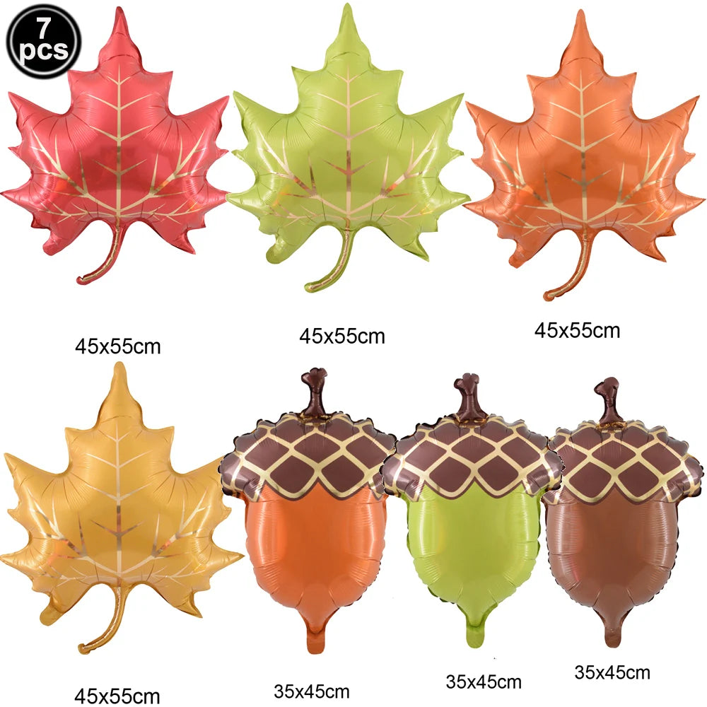 Thanksgiving  Fall Harvest Party Maple Leaf Pumpkin Squirrel Acorn Foil Balloon Kids Thanksgiving Party Decor Supplies Gifts