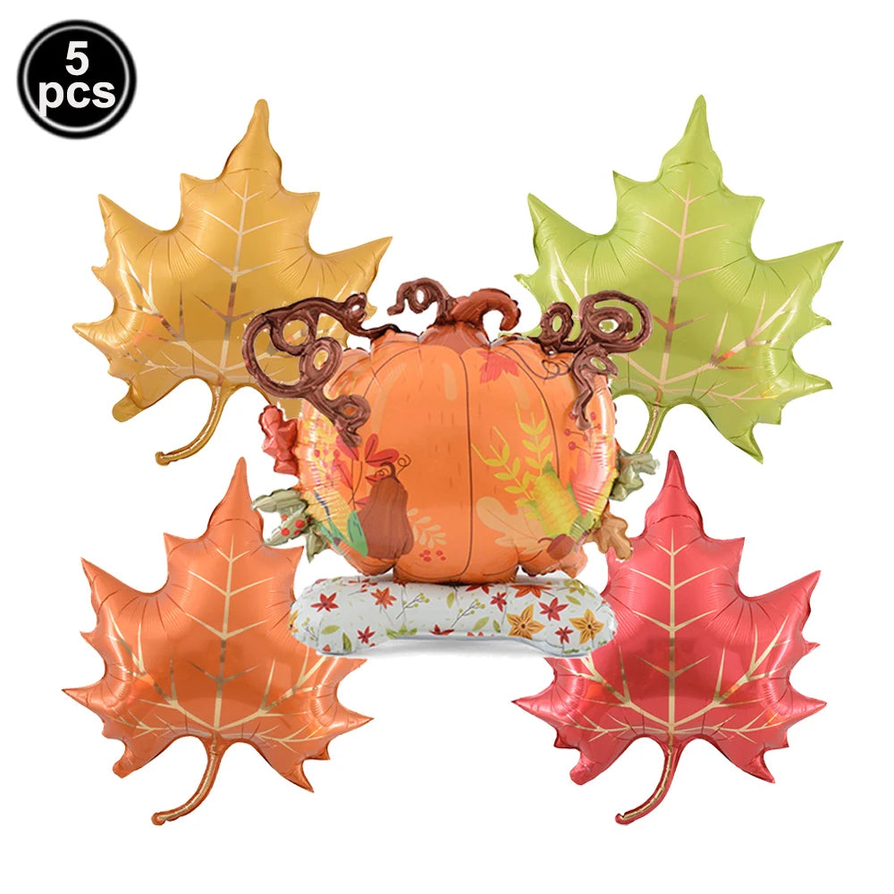 Thanksgiving  Fall Harvest Party Maple Leaf Pumpkin Squirrel Acorn Foil Balloon Kids Thanksgiving Party Decor Supplies Gifts