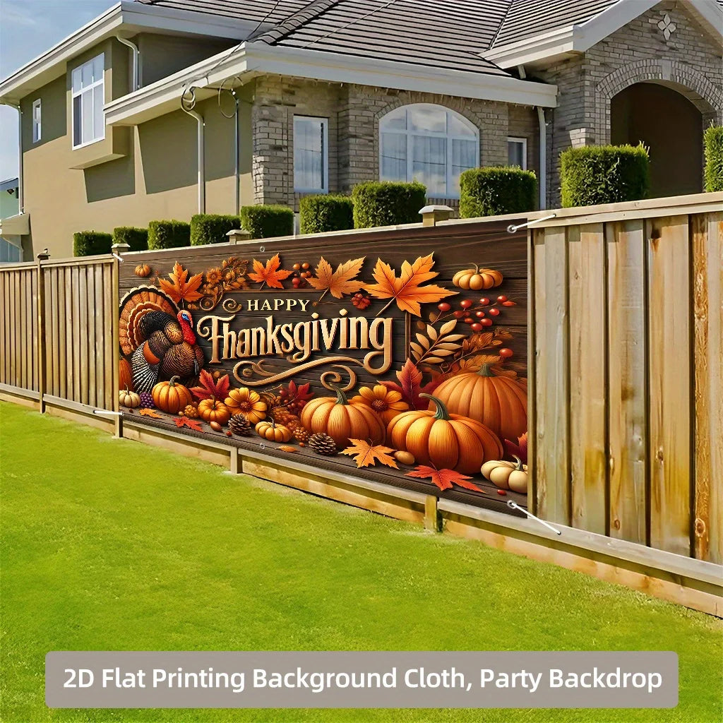 Thanksgiving Garage Door Banner - Thanksgiving Decoration with Turkey, Pumpkin, and Autumn Leaf Patterns