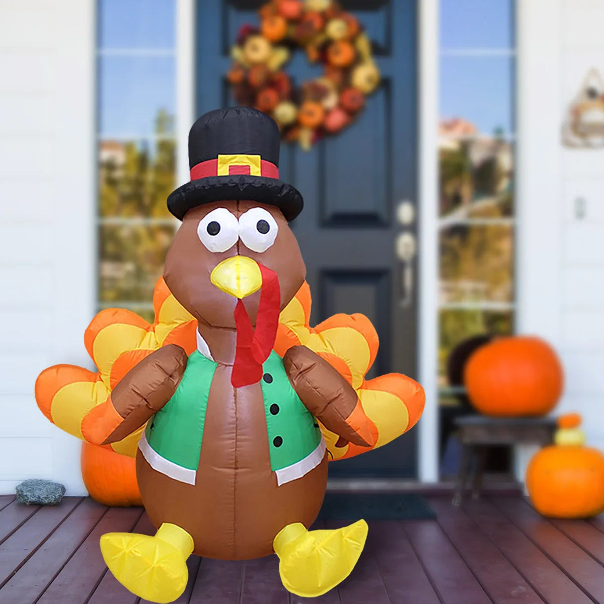 Thanksgiving Inflatable Turkey Decoration with LED Lights Suitable for Fall Harvest Party, Indoor and Outdoor Shopping Mall Yard