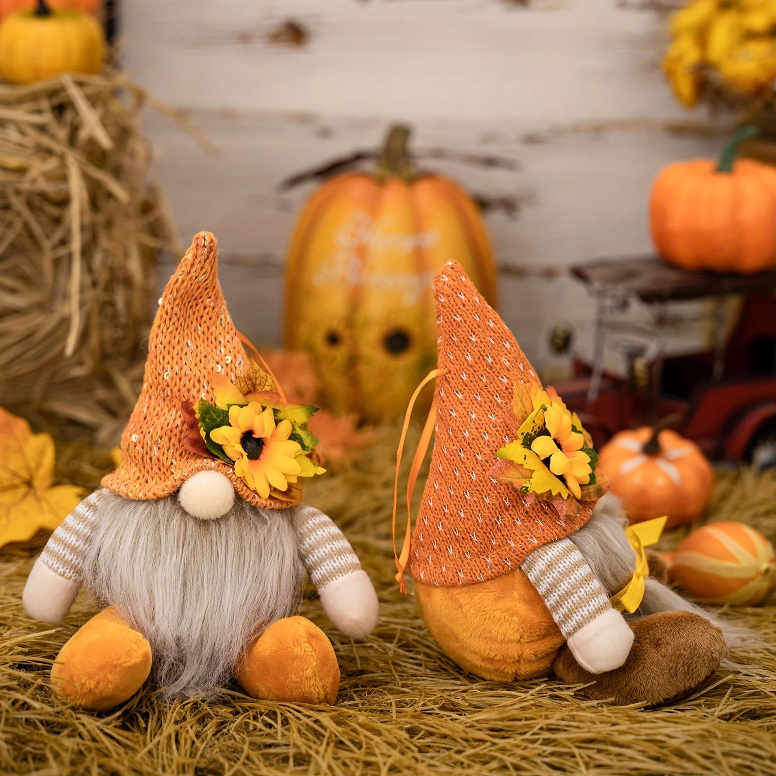 Thanksgiving Doll Harvest Maple Leaf Straw Hat Rudolf Dwarf Doll Pendants Thanksgiving Day Gifts for Child Thanksgiving Decorati