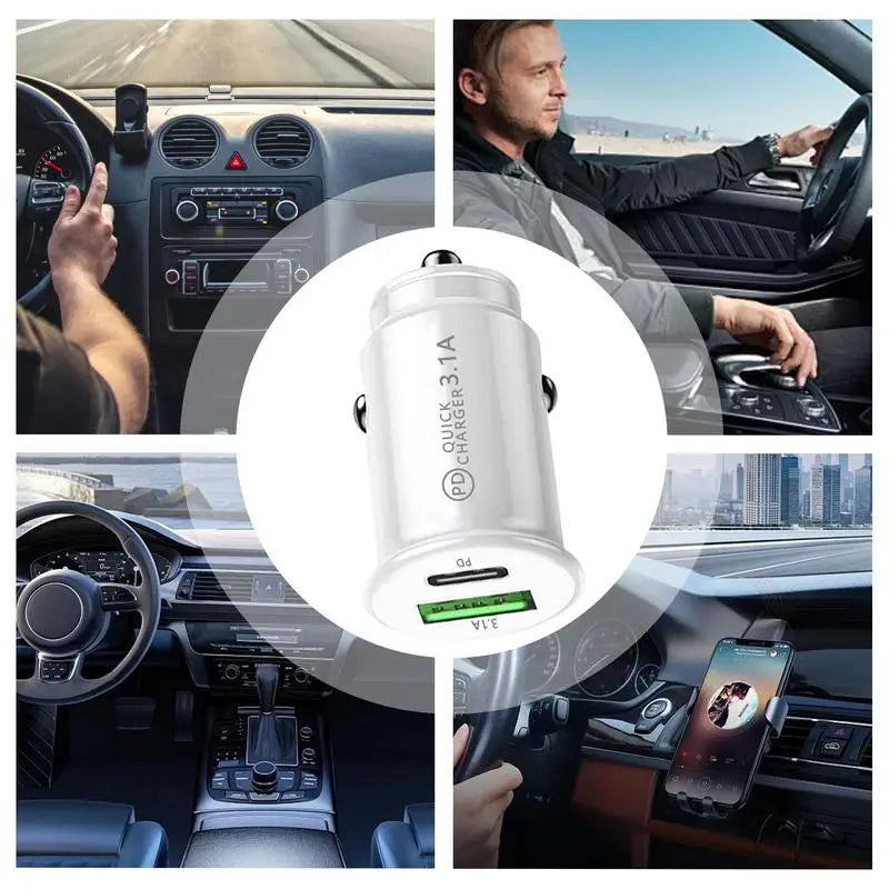 Car Charging Port Adapter AC Double-Port Car Phone Charger 3.1A Small USB Automobile Fast Charging Plug For Outdoor Driving