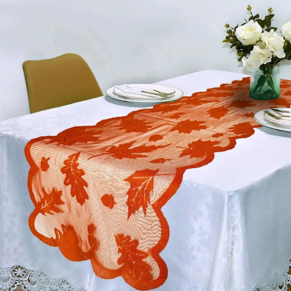 Thanksgiving Brown Leaf Table Runner for A Fall Dinner Party Autumn Harvest Decor Table Accessories Mantel Individual Mesa